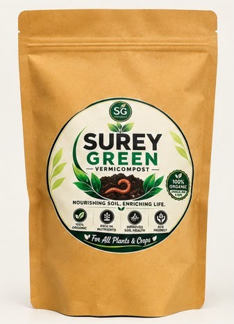 Surey Green organic vermicompost pouch for plants and crops